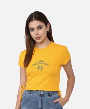 Forever 21 Yellow Solid Crop Top