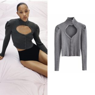 Women's slim knit cardigan with thin bottom