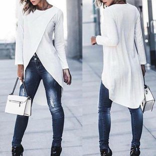Irregular split bottom shirt
