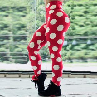 Red Bottom White Circle Leggings - Bold Contrast